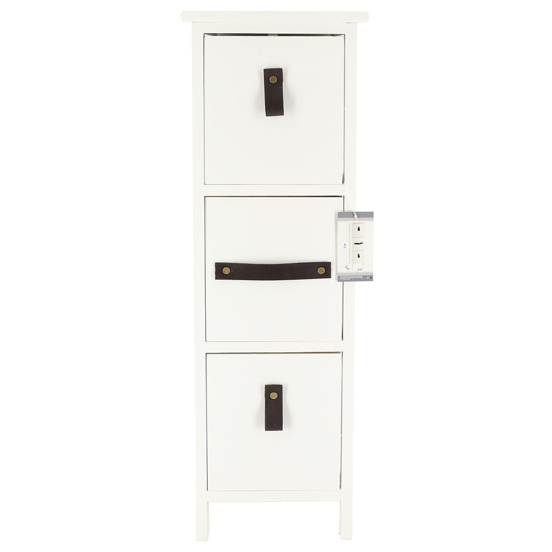 Mobilier mic din MDF/Paulownia cu 3 Sertare și Mânere - Alb