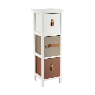 Mobilier din MDF/Paulownia cu 3 Sertare - Alb/Maro