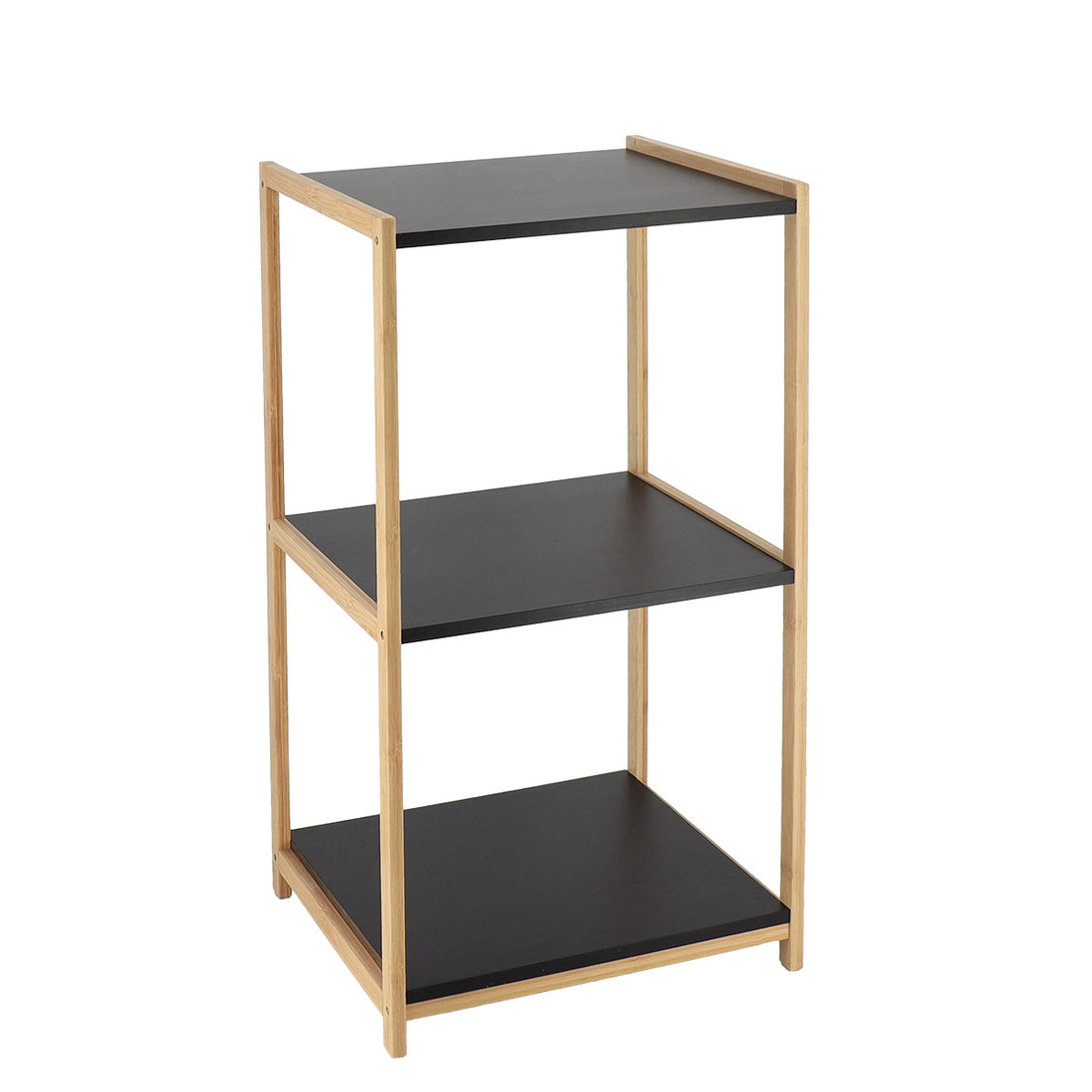 Mobilier din bambus cu 3 rafturi negre din MDF - Bambus/Negru