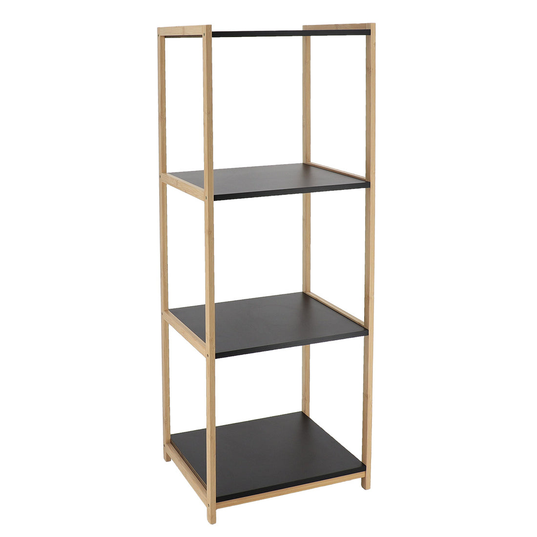 Mobilier din bambus cu 4 rafturi negre din MDF - Bambus/Negru